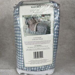 NOS‎ VTG Waverly Garden Blue White Plaid Full Bedskirt Ruffle Cottage Collection